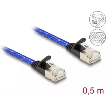 Tinklo laidas DeLOCK RJ45 plokščias Cat.6A 0,5 m mėlynas