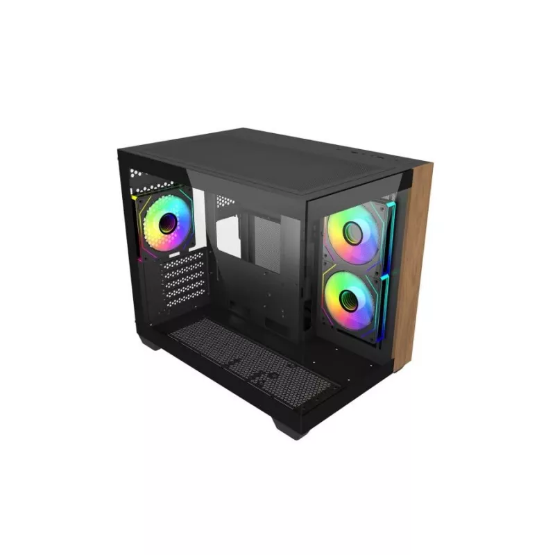 Korpusas Cooler Master Elite 481 Wood — dviejų kamerų mATX su natūralaus medžio dizainu ir dviem grūdinto stiklo plokštėmis