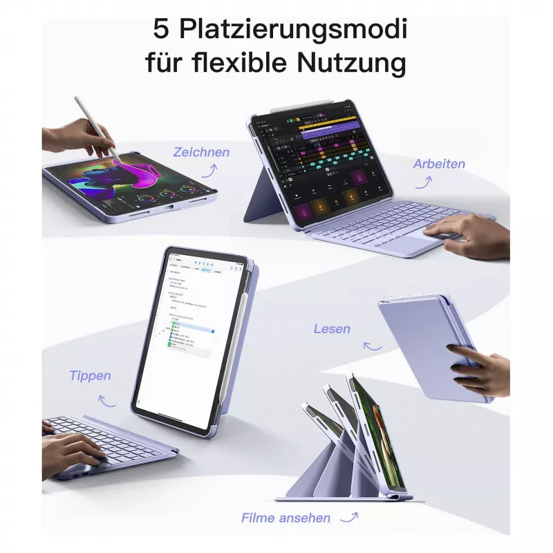 inateck klaviatūra iPad 11 iPad Air 4/5Gen.Com. QWERTZ violetinė