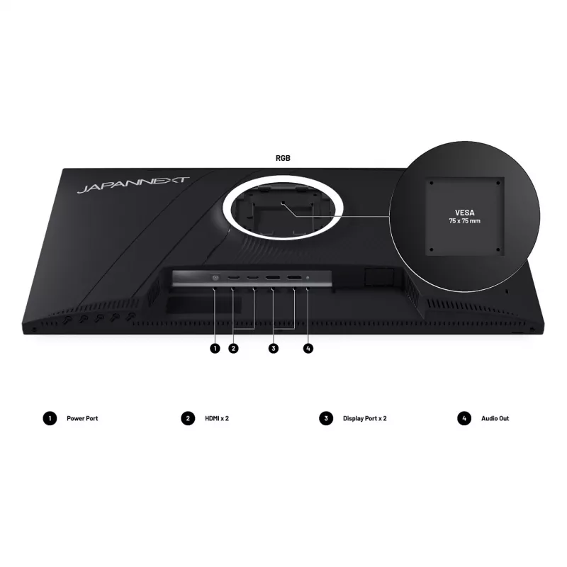 JAPANNEXT JN-I270WQHD300F-HSP monitorius 27 colių (68.6 cm) 2560x1440 WQHD LED pilkas