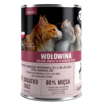 Šlapias kačių ėdalas PetRepublic CAT Adult 400 g – gabaliukai padaže su jautiena