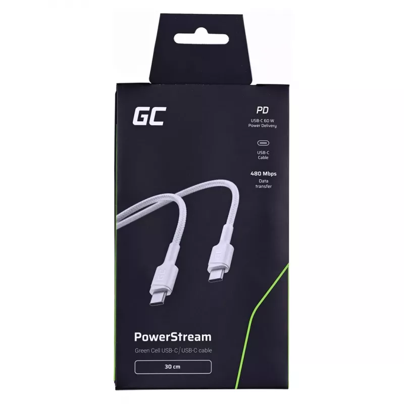 Greencell KABGC31W USB-C laidas 30 cm baltas