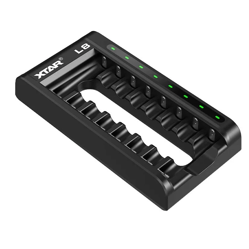 Protingas baterijų krautuvas AA/AAA 1,5 V ir 1,2 V, 8 lizdai