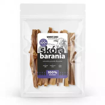 UNISZKI Šunų skanėstas Avies oda 100 g – hipoalerginis kramtukas iš ėrienos