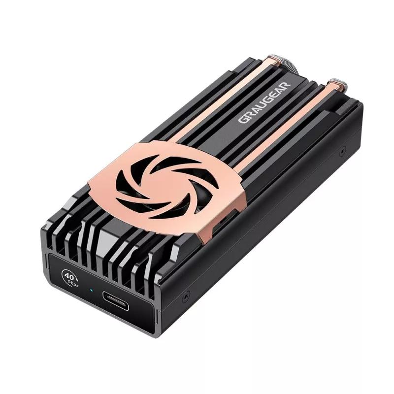 Išorinis SSD korpusas GrauGear G-M2U4-40G-F – M.2 NVMe, USB4, 40 Gbit/s, aliuminis, juodas