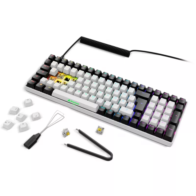 Sharkoon SKILLER SGK50 S2 White DE-Layout Gateron Yellow – klaviatūra