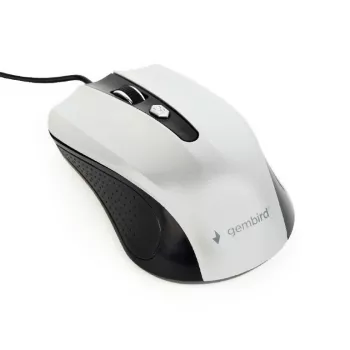 Laidinė ambidekstrinė optinė pelė GEMBIRD MUS-4B-01-BS, USB Type-A, 1200 DPI, 4 mygtukai, juoda/sidabrinė