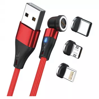 USB laidas RealPower MagneticCharge3 2 m USB A raudonas