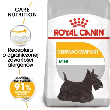 ROYAL CANIN Mini Dermacomfort – sausas ėdalas suaugusiems mažų veislių šunims su jautria, linkusia sudirgti oda – 3 kg