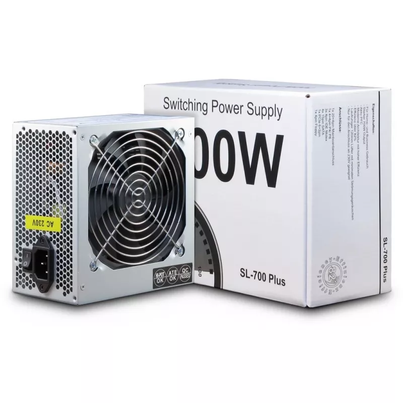 Maitinimo blokas Inter-Tech SL-700 Plus, 700 W, ATX12V 2.4, aktyvus PFC, sidabrinis