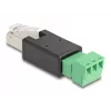 DeLOCK 66607 adapteris RJ45 į 3 kontaktų gnybtų bloką juodas žalias