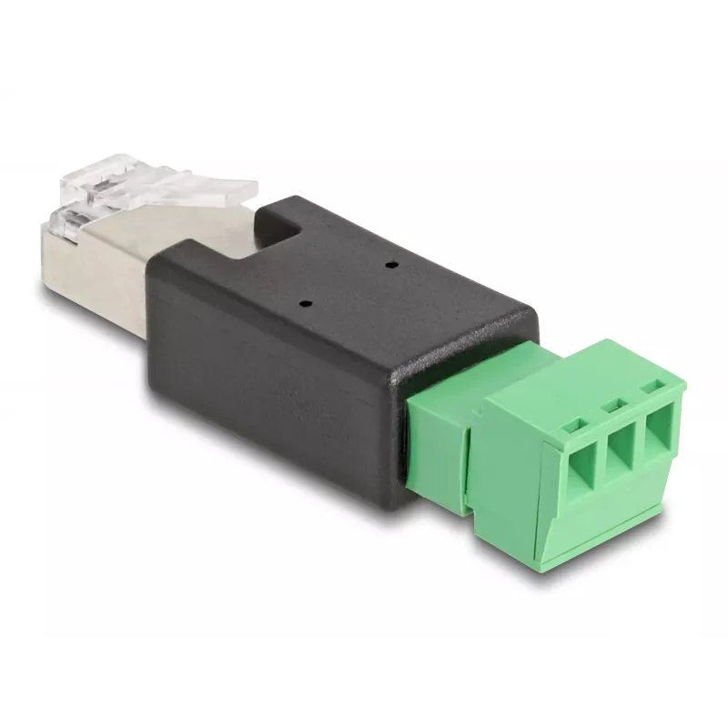 DeLOCK 66607 adapteris RJ45 į 3 kontaktų gnybtų bloką juodas žalias