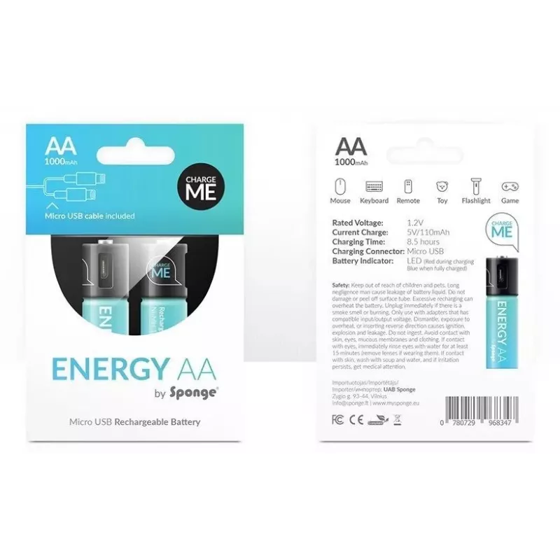 Įkraunama baterija Sponge Energy AAA Sponge 0