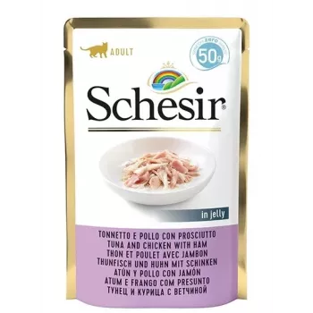 SCHESIR in jelly Tunec ir vištiena su kumpiu - šlapias kačių ėdalas - 50 g