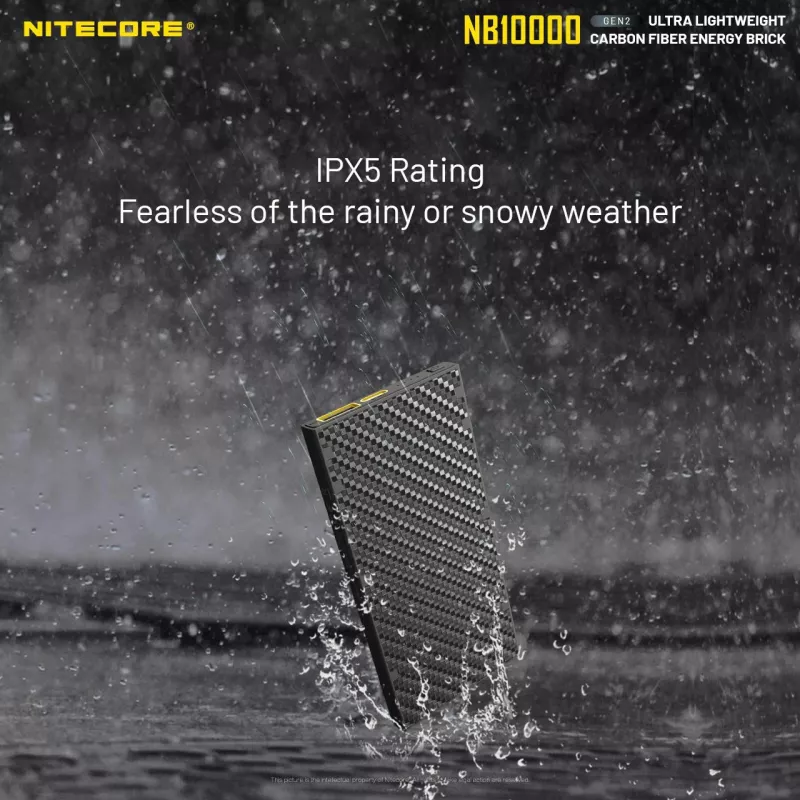 Nešiojamas power bank Nitecore NB10000 — 10000 mAh, USB‑A + USB‑C, 38 W bendra galia, pilka