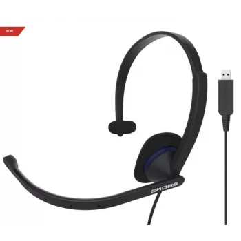 Koss CS195 USB laidinės ausinės su mikrofonu, juodos