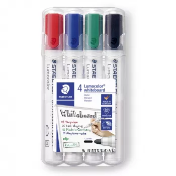Markeris Staedtler Lumocolor 351 WP4 su kulka antgaliu juoda mėlyna žalia raudona (4 vnt.)