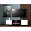 Spintelė TV su elektriniu židiniu Cama Meble PAFOS EF 180×42×49 cm, balta matinė