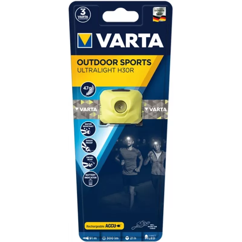 Kaktinė lemputė Varta OUTDOOR SPORTS ULTRALIGHT H30R Lime