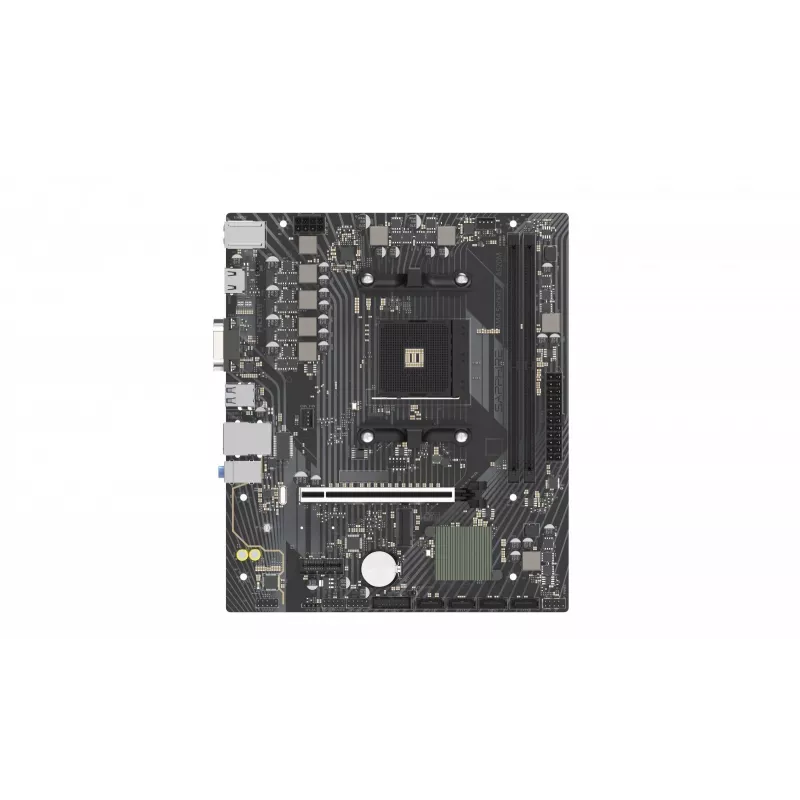 Micro ATX pagrindinė plokštė Sapphire A520M-E lizdui AM4, AMD A520 mikroschemų rinkinys, 2x DDR4 DIMM, iki 64 GB, PCIe 3.0 x16/x1, SATA III, Gigabit LAN