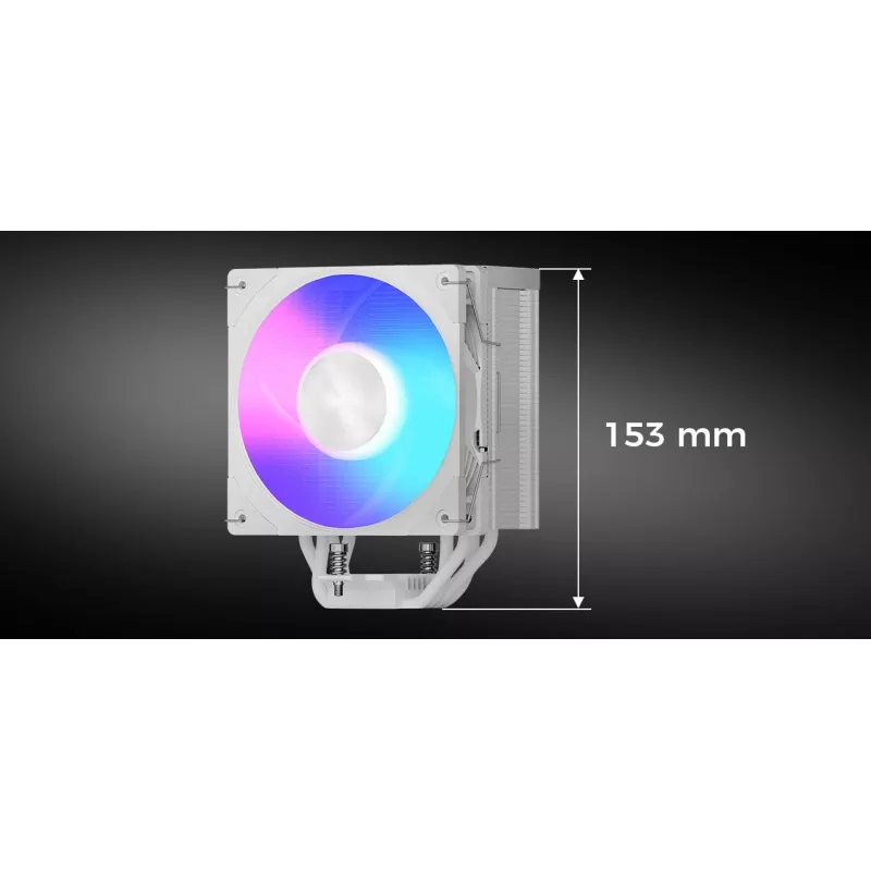 CPU oro aušintuvas MODECOM Volcano 0C T721 ARGB 120 baltas, vieno bokšto, 120 mm ventiliatorius
