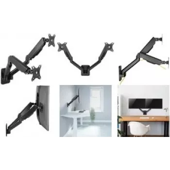Logilink – TV laikiklis dviem ekranams (dujinė spyruoklė) – plastikas, aliuminis, plienas – juoda – 43,2–81,3 cm (17–32 col.) – sieninis laikiklis (BP0146)
