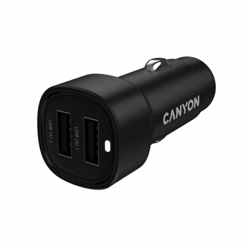 CANYON automobilinis įkroviklis OnDrive 24 24W 2xUSB-A juodas