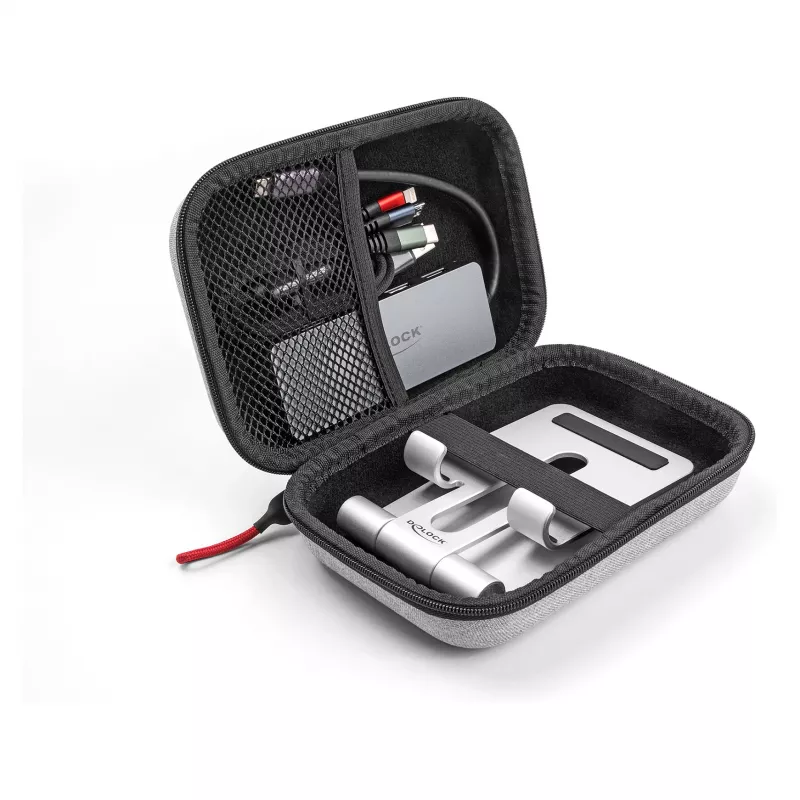 Kietas dėklas DeLOCK 18446 apsauginis maišelis 16,5x11,5x6 cm pilkas