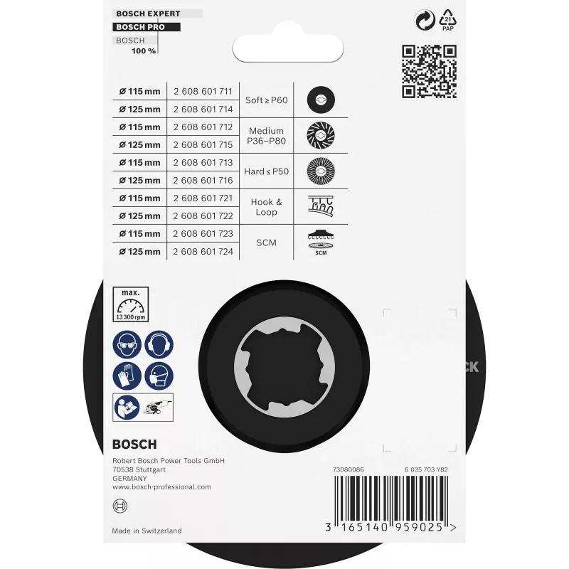Šlifavimo pagrindas Bosch X-LOCK SCM 115 mm Velcro su centravimo kaiščiu 2608601723 kampiniams šlifuokliams