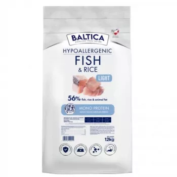 BALTICA Nutraceutic Hypoallergenic Light M Fish with rice - sausi šunų ėdalai su žuvimi ir ryžiais - 12kg