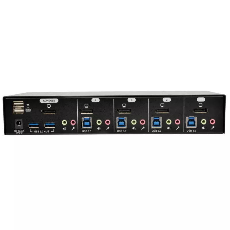 EATON TRIPPLITE 4 prievadų DisplayPort KVM jungiklis su garso kabeliais ir USB 3.0 SuperSpeed šakotuvu (B004-DPUA4-K)