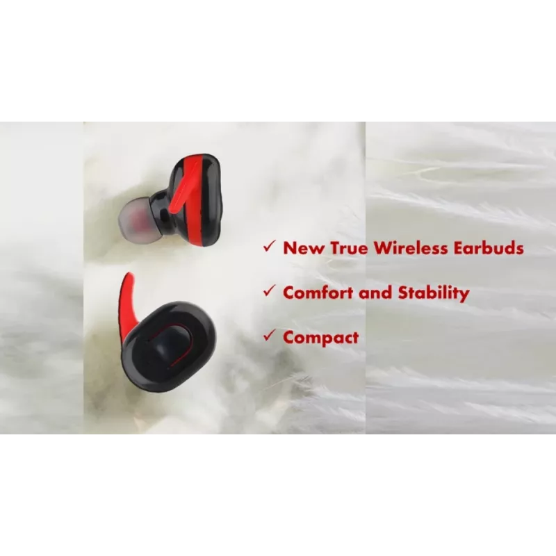Belaidės ausinės V.Silencer Ture Wireless Earbuds juodos/raudonos