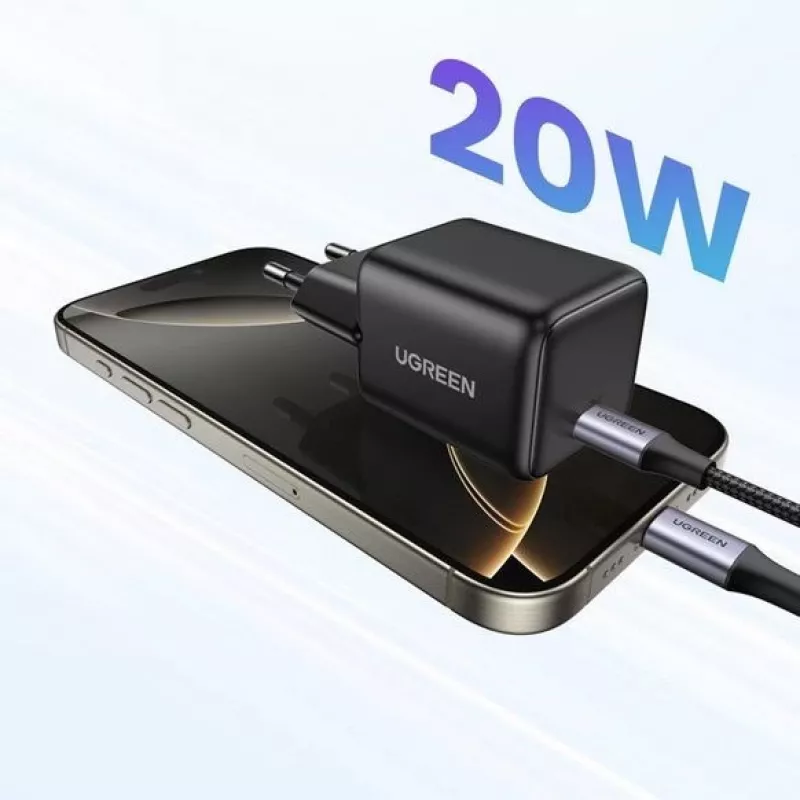 UGREEN X512 20W GAN 1X USB-C sieninis įkroviklis - juodas