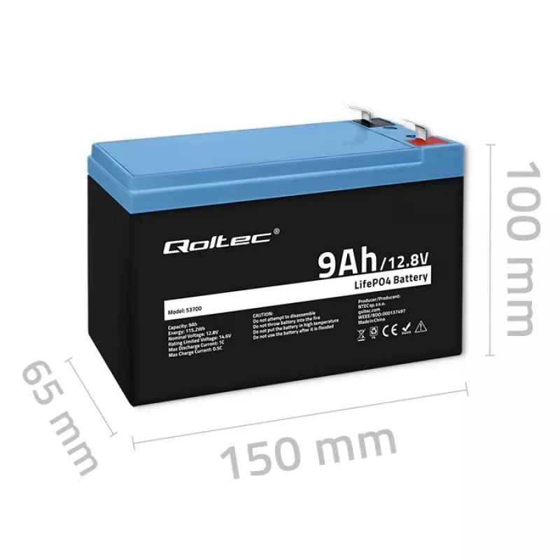 Baterija LiFePO4 12.8V 9Ah 115.2Wh