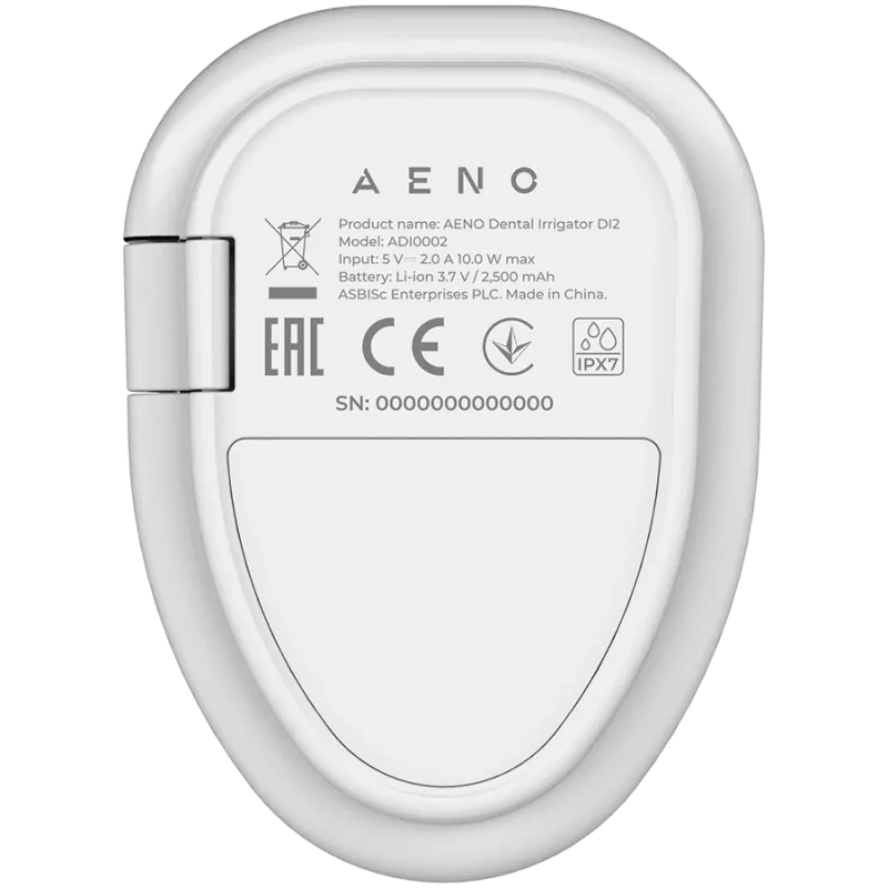 AENO DI2 nešiojamas dantų irigatorius, 3.7V, 8W, 2500mAh, 200ml
