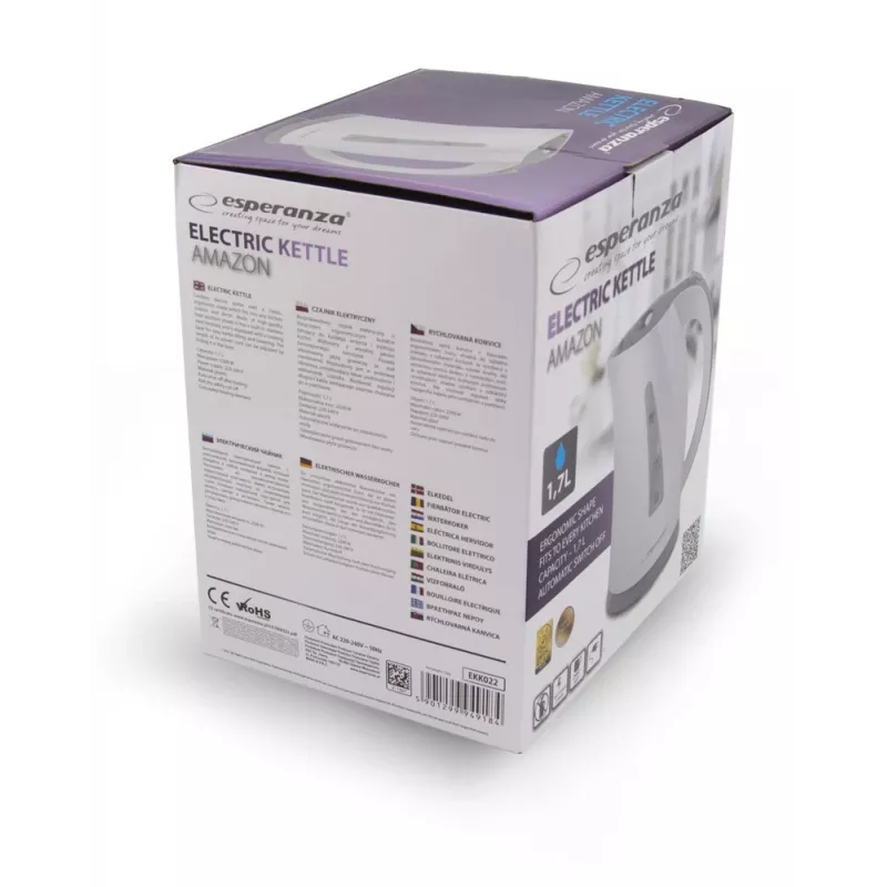 Elektrinis virdulys Esperanza EKK022 1,7 L 2200 W Pilka Balta