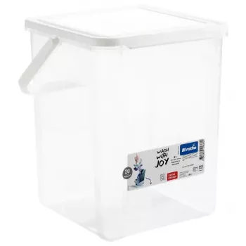Plastikinis indas skystiems plovikliams Rotho Basic 9 L baltas su dangteliu ir pakabinimo anga