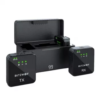 Belaidis mikrofonų rinkinys BlitzWolf BW-SX63 su įkrovimo dėklu