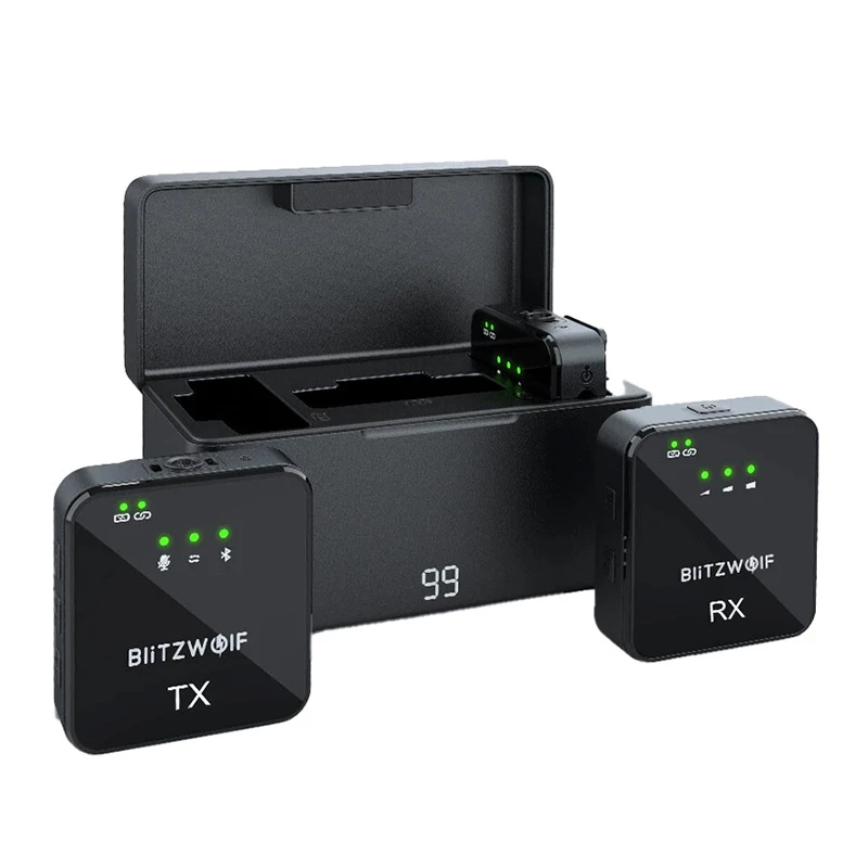 Belaidis mikrofonų rinkinys BlitzWolf BW-SX63 su įkrovimo dėklu