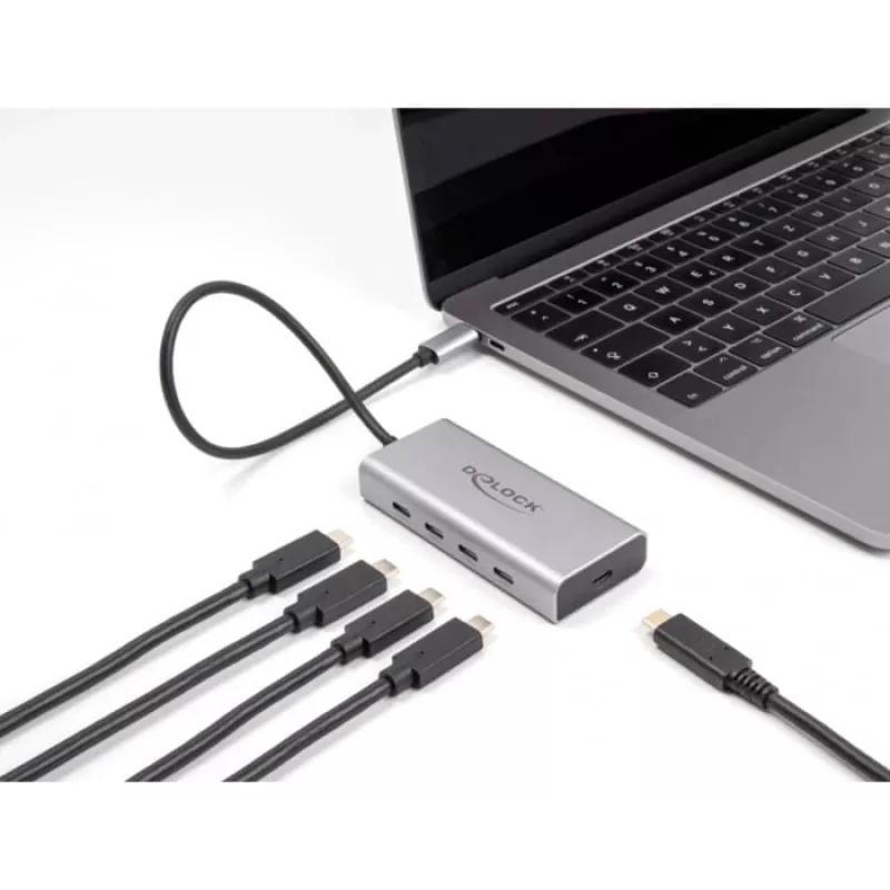DeLOCK USB Hub 10 Gbps USB Type-C 4 prievadai PD 85W 30 cm kabelis