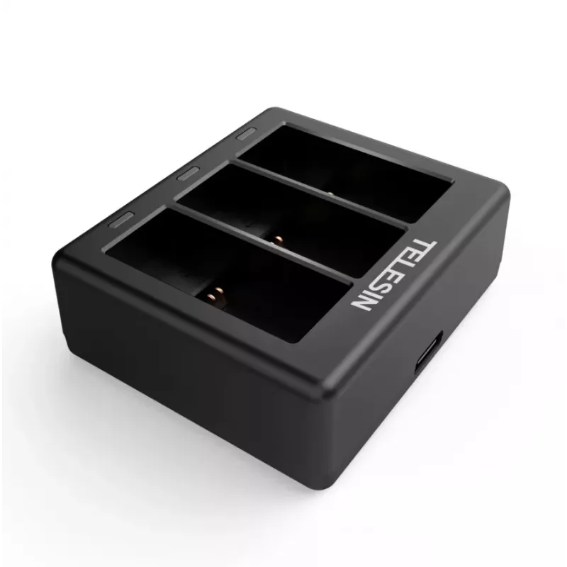 3 lizdų įkroviklis Telesin, skirtas GoPro Hero 12 / Hero 11 / Hero 10 / Hero 9