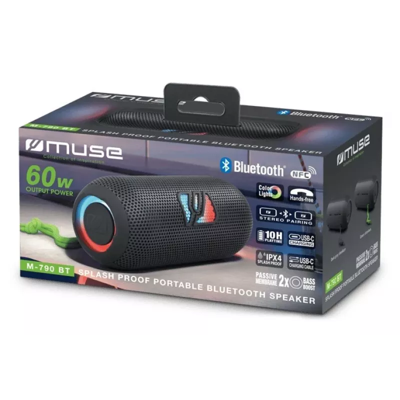 Muse M-790 BT nešiojamas vakarėlių garsiakalbis, juodas, 60 W
