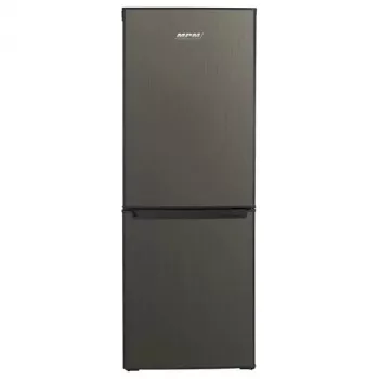 Šaldytuvas su šaldikliu MPM MPM-215-KB-39/E — 215 L, apatinis šaldiklis, tamsus inoksas, apverčiamos durelės, LED apšvietimas