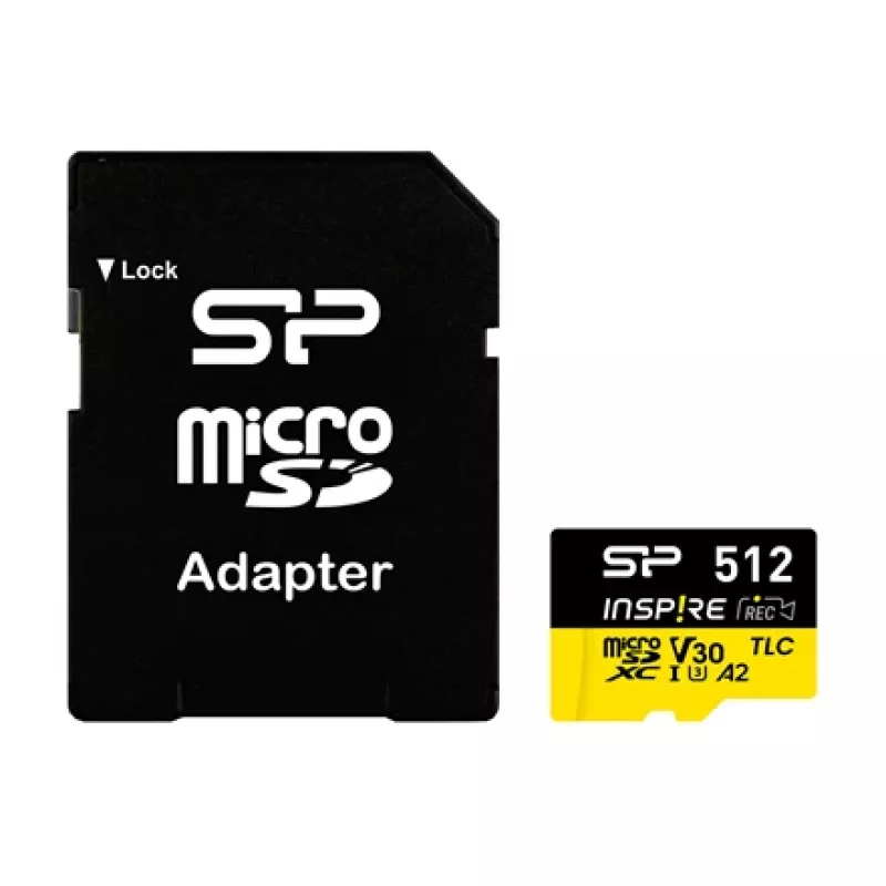 Atminties kortelė Silicon Power Inspire 512 GB MicroSDXC V30 UHS-I U3 A2 4K + adapteris (SP512GBSTXLA2V1NSP)