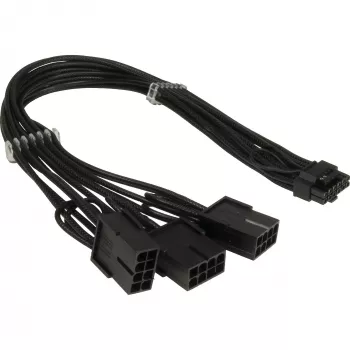 PCIe maitinimo adapteris INTER-TECH GPU-02 12 kontaktų į 3×8 kontaktų (34 cm laidas)