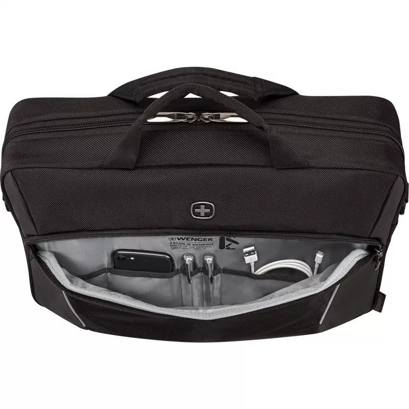 Wenger XE Compact Brief 16 portfelis nešiojamam kompiuteriui su planšetės kišene, juodas