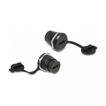 DeLOCK HDMI-A įmontuojama jungtis su apsauginiu dulkių dangteliu Juoda 30,3 mm 23,5 mm