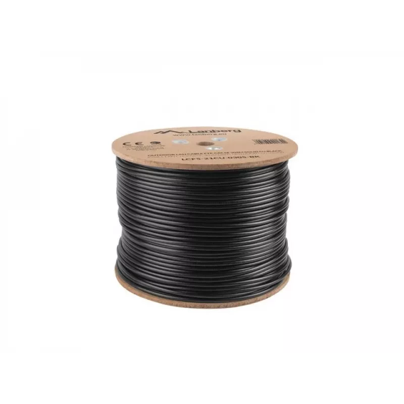 LANBERG kabelis tinklo Cat5e LCF5-21CU-0305-BK, F/UTP varis, 305 m, 24 AWG, PE apvalkalas, juodas