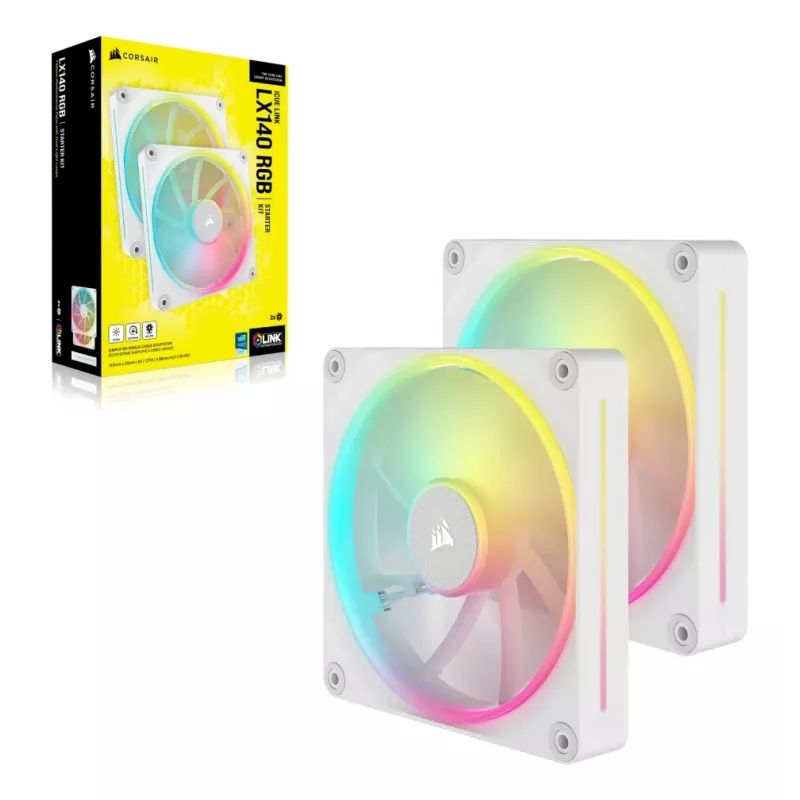 Ventiliatorių rinkinys Corsair iCUE LINK LX140 RGB 140 mm 2 vnt 2000 RPM baltas CO-9051032-WW