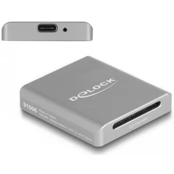 DeLOCK 91006 SD kortelių skaitytuvas pilkas USB Type-C 10000 Mbit/s